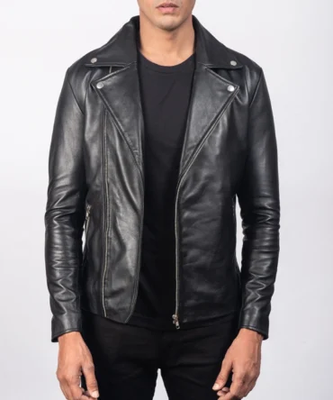 Nohwa Black Leather Biker Jacket