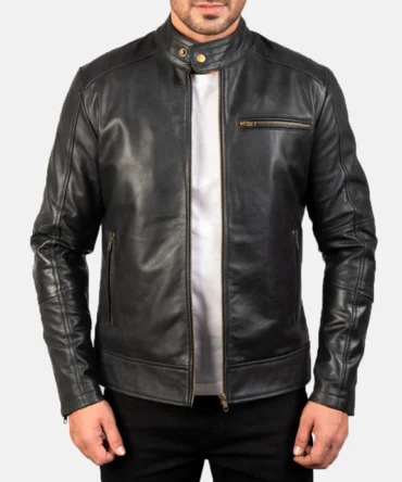 Superior Black Leather Biker Jacket